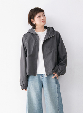 棉质连帽春季新款外套女纯色小个子日系休闲百搭文艺感上衣