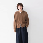 全羊毛柔软超细绵羊毛高品质连帽拉链毛衣外套百搭插肩袖 针织开衫