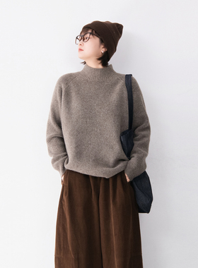 糯米绒含羊毛柔软亲肤半高领插肩袖套头毛衣女简约百搭上衣