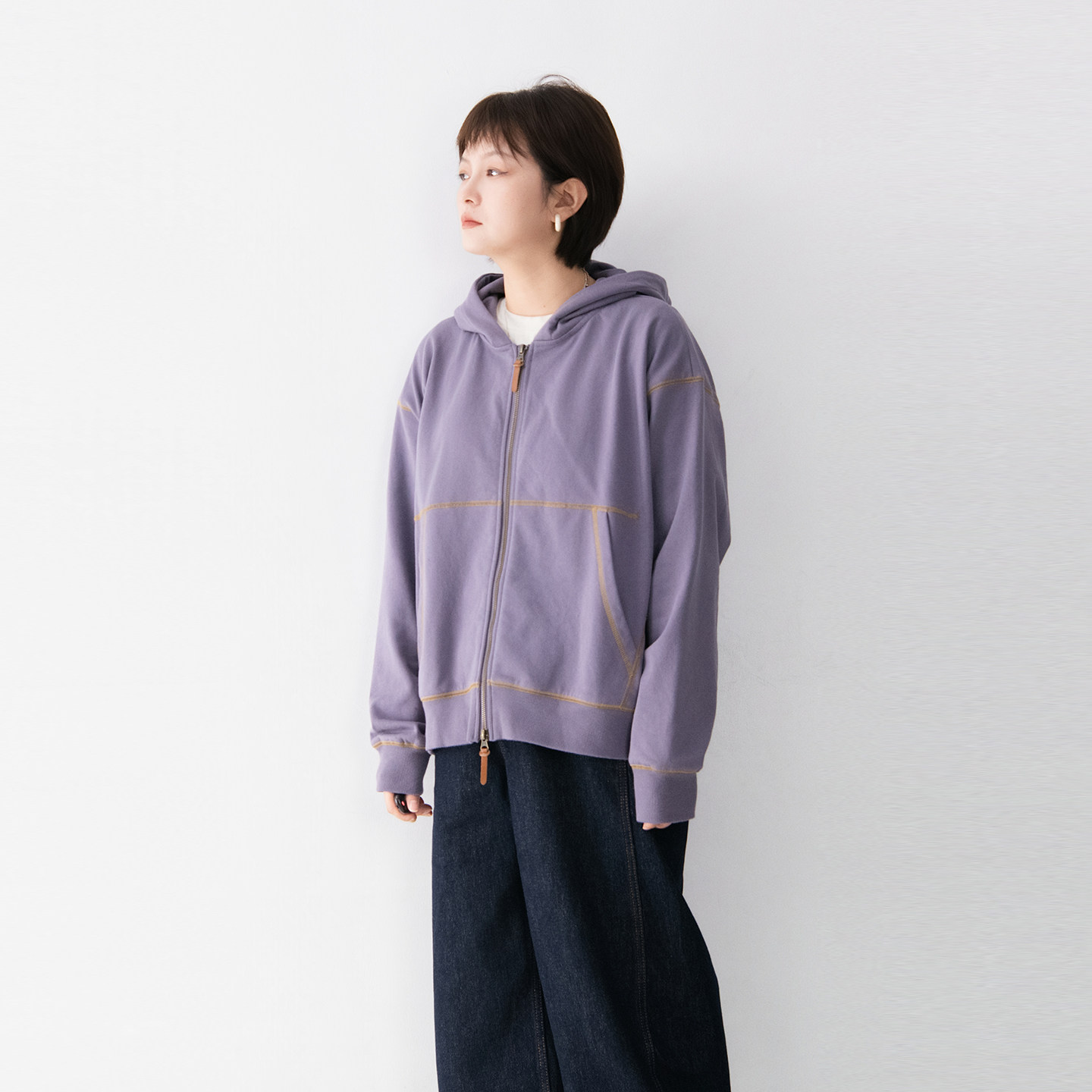 加绒毛圈拉绒棉质连帽灰紫色卫衣女宽松休闲明线装饰简约上衣外套,女装/女士精品,卫衣/绒衫,淘宝优惠券,粉丝福利购,淘宝优惠卷