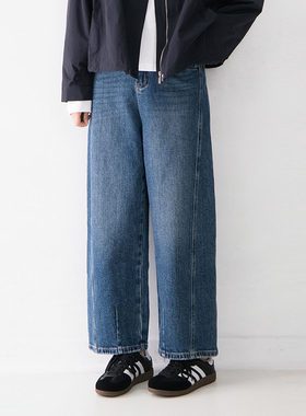 棉质拼接牛仔裤女库维高品质做旧脚口秋季新款百搭九分裤小个子