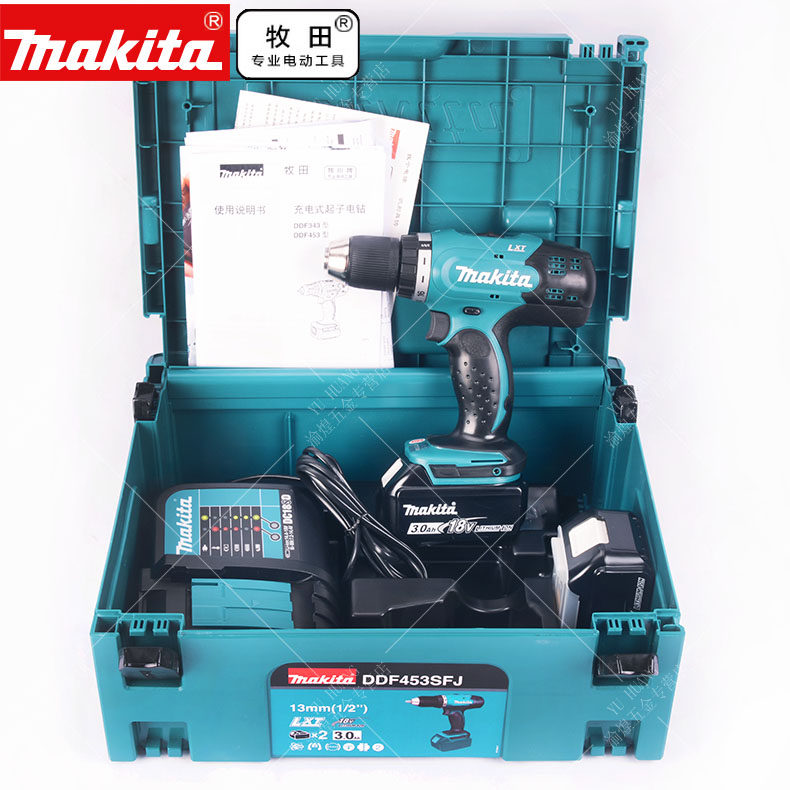 MAKITA 18V 충전식 임팩트 드릴 가정용 전기 드릴 권총 드릴 전기 스크루 드라이버 DDF453SFJ|DHP453