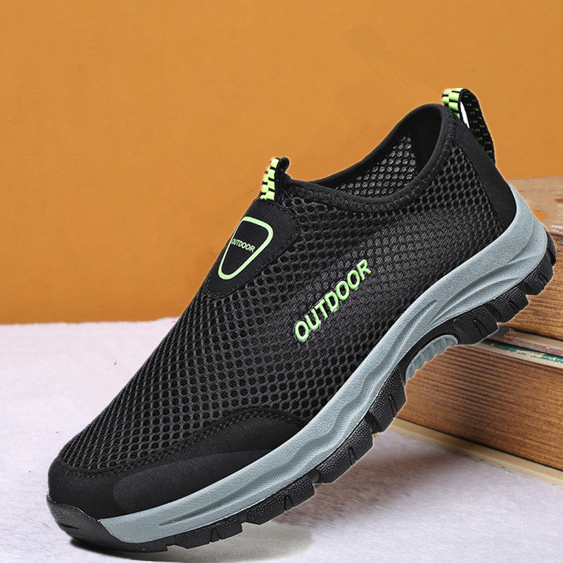 夏季透气薄款镂空网鞋运动网面鞋男士户外涉水登山鞋中老年爸爸鞋