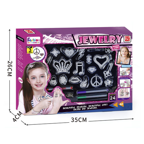 跨境儿童DIY水彩笔涂色点钻饰品玩具戒指发夹女孩手工礼物过家家