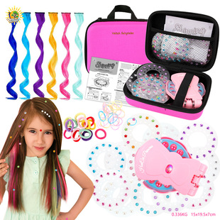 跨境头发钻石贴玩具女孩钉钻机饰品套装魔法钉钻器儿童贴钻机装扮