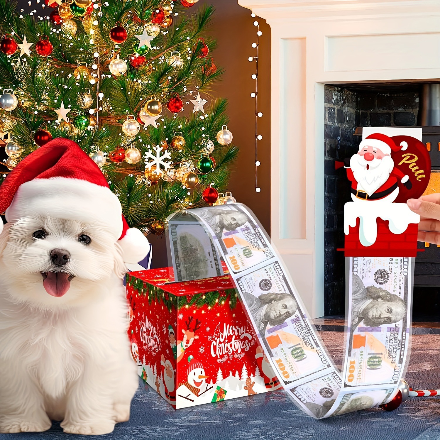 跨境多款圣诞节主题抽钱礼盒圣诞节礼物圣诞派对惊喜道具抽抽乐