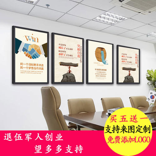 会议室老板励志风文化墙标语壁画