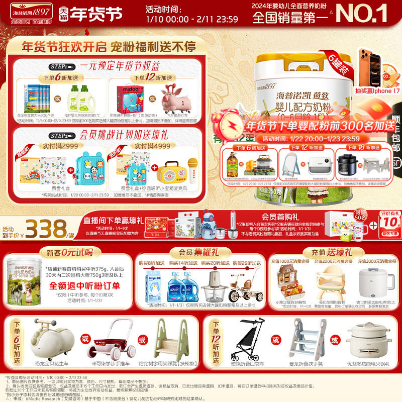 海普诺凯1897荷致白金版1段奶粉750g*6罐荷兰有机A2蛋白奶源,婴童奶粉,婴幼儿牛奶粉,淘宝优惠券,粉丝福利购,淘宝优惠卷