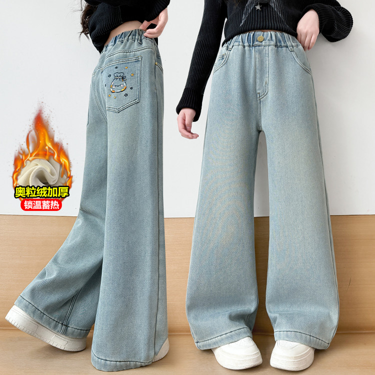 女童阔腿裤冬款加绒2025新款裤子