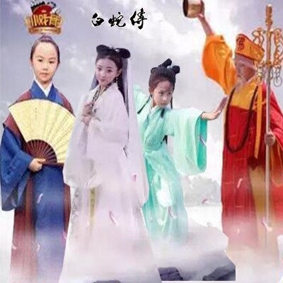 云川之舞青城山下白素贞元旦儿童演出服白娘子古装表演服女童汉服