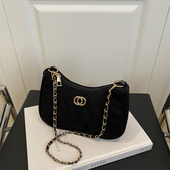 小众包包女2025新款 腋下包鹿皮绒复古单肩包高级感时尚 链条斜挎包