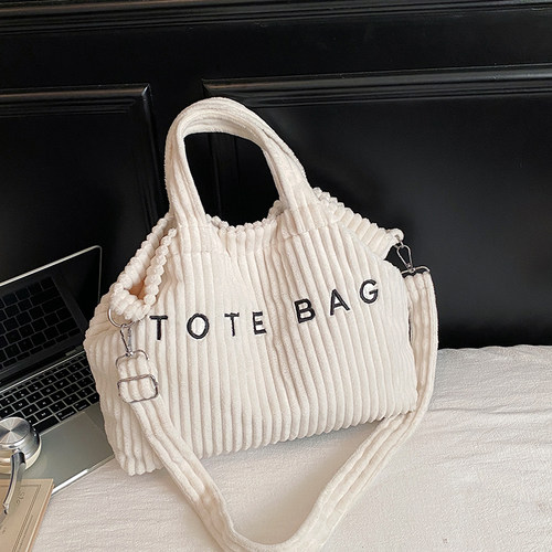 新款时尚单肩通勤灯芯绒斜跨包