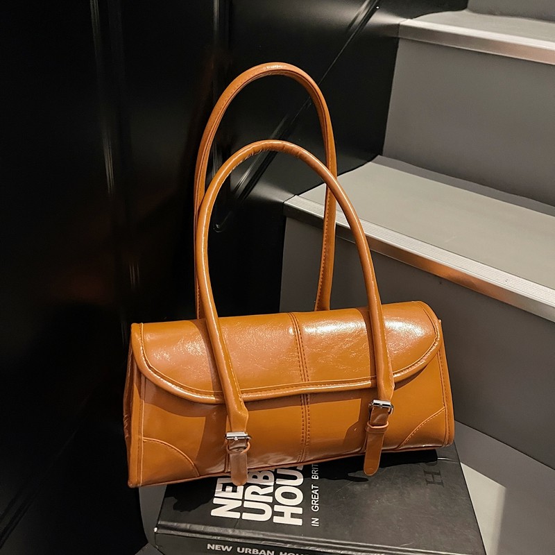 高级感复古油皮法棍包女2025新款秋冬大容量单肩腋下包通勤手提包,箱包皮具/热销女包/男包,托特包,淘宝优惠券,粉丝福利购,淘宝优惠卷