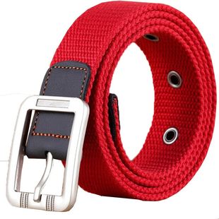 多孔皮带帆布腰带男士加长加厚皮带女裤带学生军训布带胖子军训