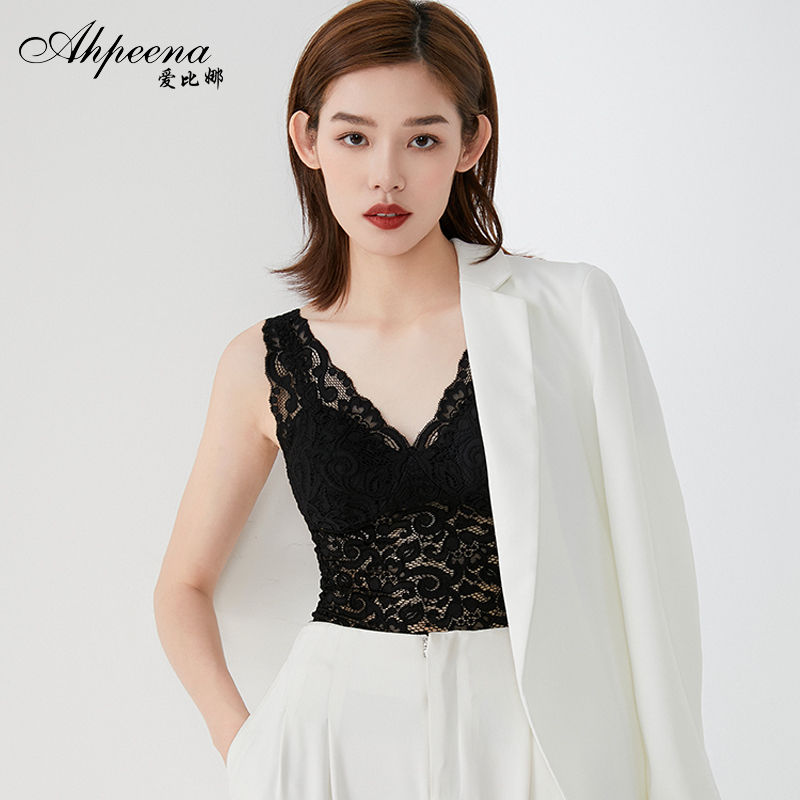 美背无钢圈性感蕾丝带胸垫内衣