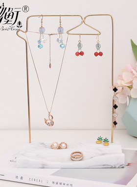 ins简约风首饰架树脂白色金色铁艺项链耳环收纳架小饰物摆件装饰