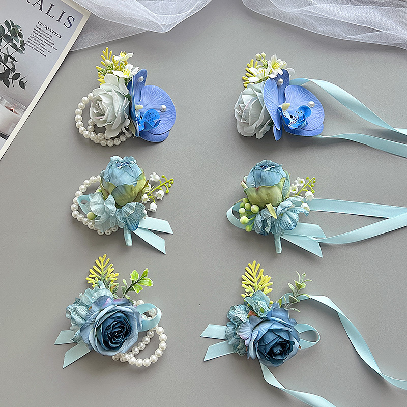 新娘伴娘手腕花清澈蓝森系