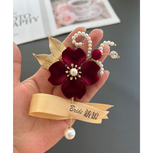 胸花襟花高端大气丝绒玫瑰胸花