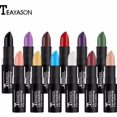 正品黑色口红纯黑色姨妈色亚光不沾杯不易脱色红色烂番茄色唇膏学