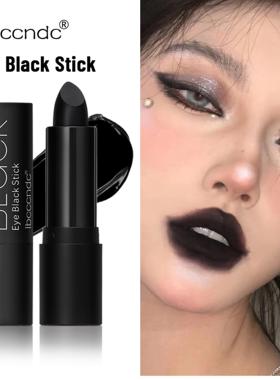 正品黑色口红唇膏乌黑万圣节哥特暗黑系黑色面部唇彩彩绘膏甜酷