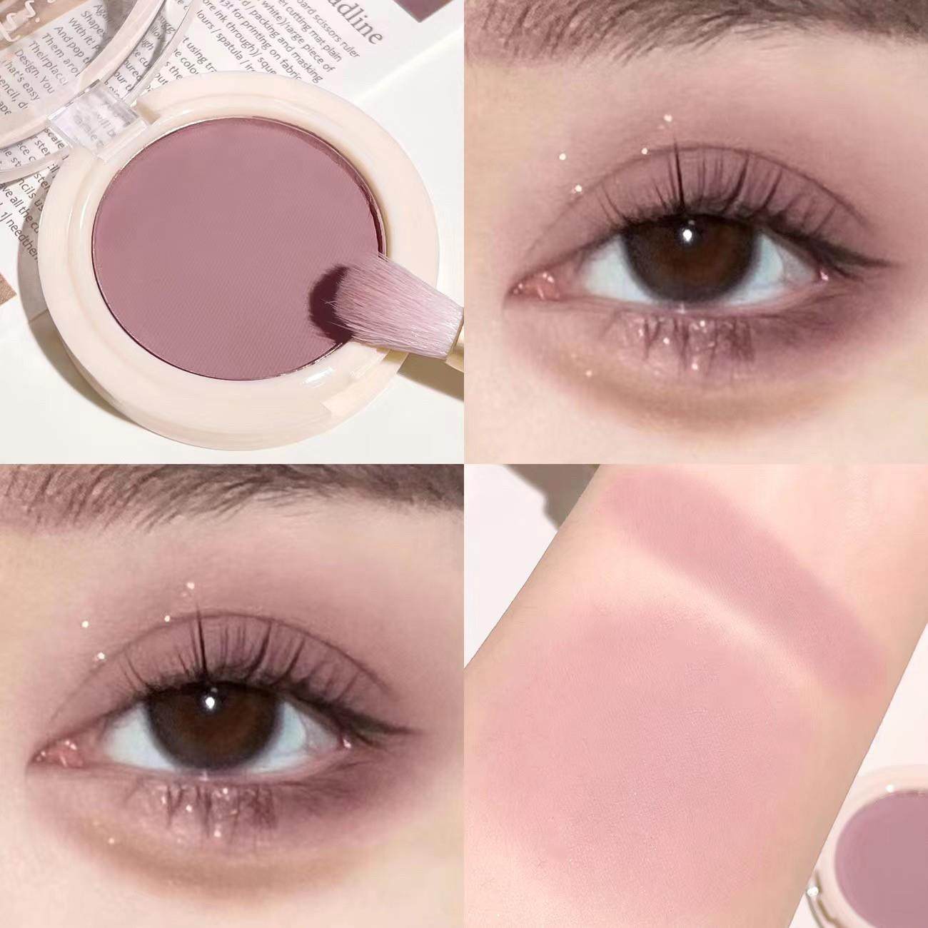 正品芋泥玫瑰花茶！低饱和度粉棕色单色眼影板光泽哑光基础纯欲望