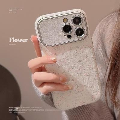 甜美小碎花适用苹果16手机壳15promax银色11皮质iphone14小清新12