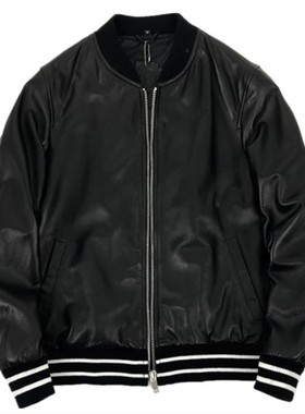 桑尼抛售 大量现货海宁头层绵羊皮真皮皮衣棒球外套皮夹克男