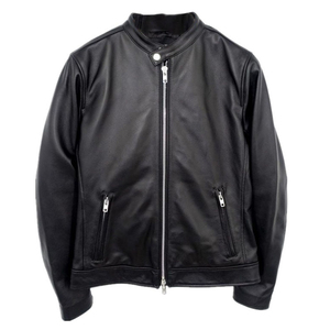 日本贸易公司新款日版简约利落修身头层绵羊皮短款真皮皮衣男