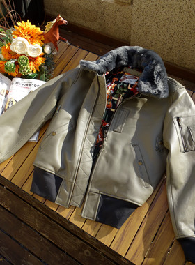 【B15空飞梦露ON THE WAY UP】可脱卸羊毛领夹棉保暖荔枝纹牛皮