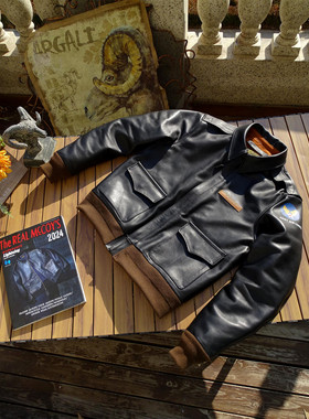 马皮大逃亡A2飞行服美式复古真皮皮衣短款皮夹克男