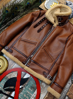 代工日版B3皮毛一体皮夹克新品日系复古真皮皮衣