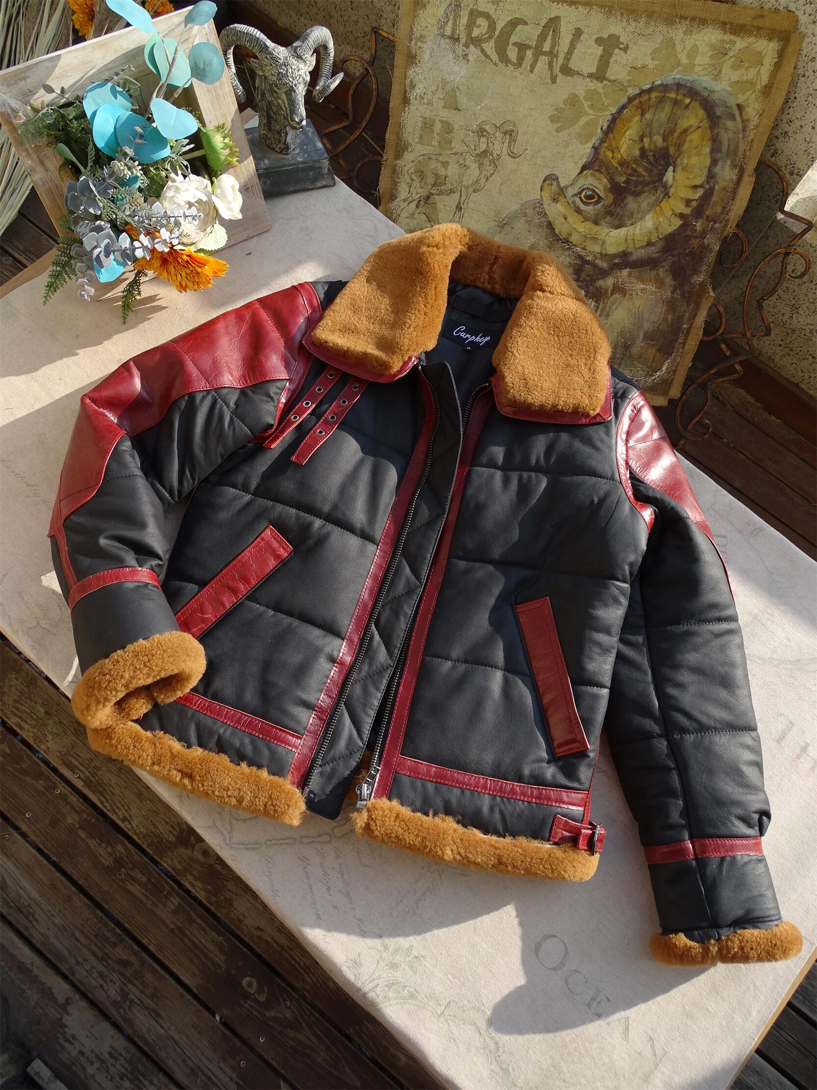 集三种皮料于一身空军B3真皮皮衣