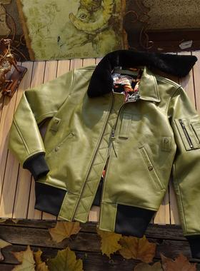 【B15空飞梦露ON THE WAY UP】可脱卸羊毛领夹棉保暖荔枝纹牛皮