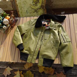 【B15空飞梦露ON THE WAY UP】可脱卸羊毛领夹棉保暖荔枝纹牛皮