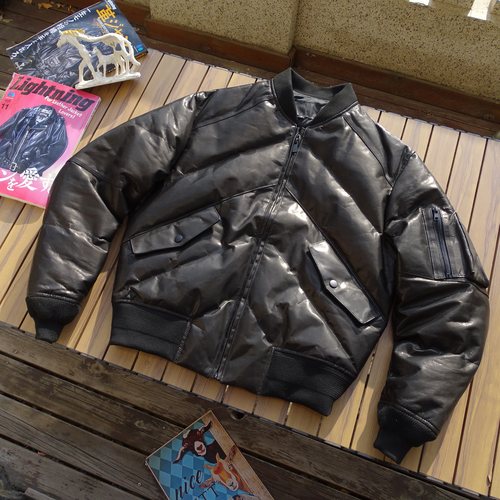 MA1油蜡山羊皮羽绒皮衣保暖