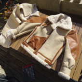 轰炸机B3罕见本白色澳洲原生态羊皮毛一体美式 复古冬季 真皮衣男女