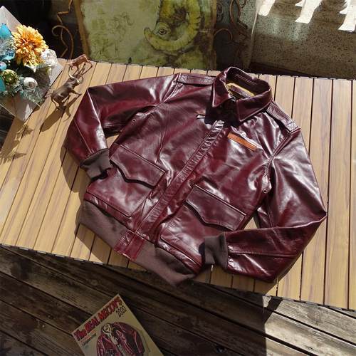 仅165件【帮友厂抛售】意产油蜡牛皮大逃亡A2空军飞行夹克真皮衣