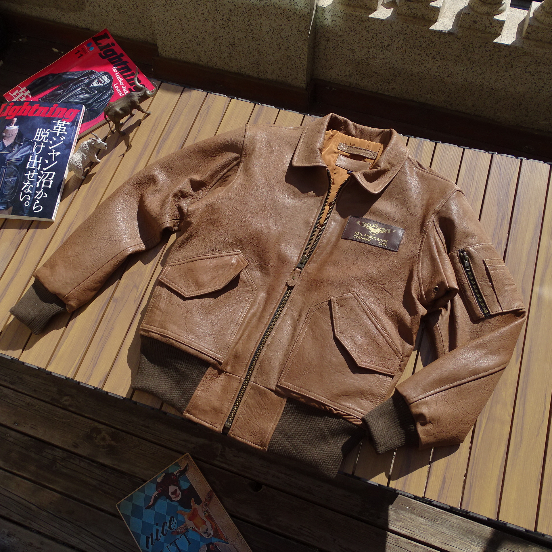 赔本抛售[夹棉保暖45P]空军飞行皮衣头层真皮柔嫩抓皱羊皮