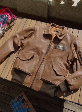 赔本抛售[夹棉保暖45P]空军飞行皮衣头层真皮柔嫩抓皱羊皮