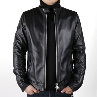 太简洁！基础立领！出日本巴基斯坦进口水染绵羊皮真皮皮衣男短款