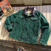 美式 年底福利秒杀 手工擦黑 复古反绒牛皮牛仔真皮衣男女通穿