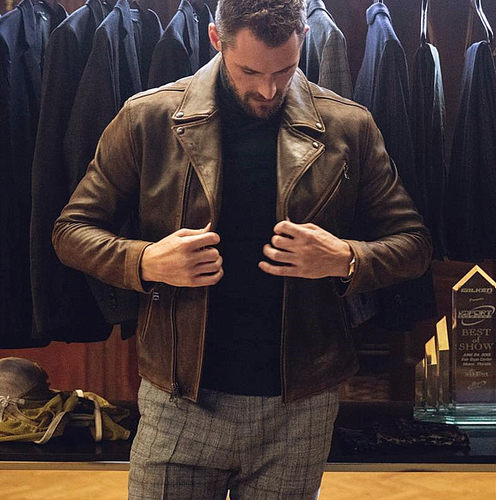 重工美式复古真皮皮衣