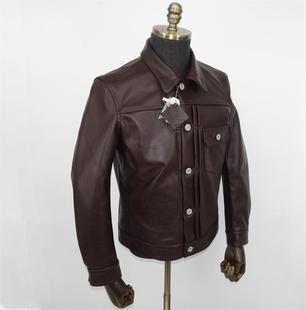 年底福利日本全粒面荔枝纹黄牛皮短款 真皮皮衣夹克有型 506男款