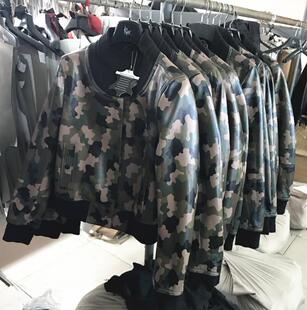 小香风进口绵羊皮真皮皮衣女短款 夹克棒球服黑色红色迷彩三色入