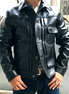 桑尼抄底价分享日版改良经典506XX牛仔工装皮夹克真皮皮衣男