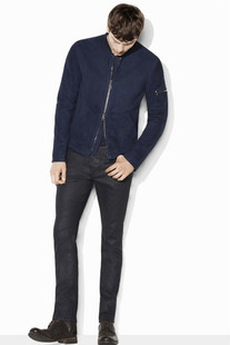 罕见爆贵绒面钴蓝色麂皮工艺小山羊皮男真皮皮衣轻便短款外套