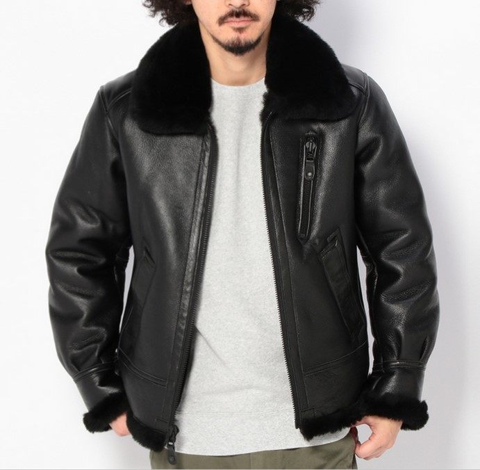 日本原厂经典b3飞行夹克复刻真羊皮毛一体真皮皮衣御寒保暖男