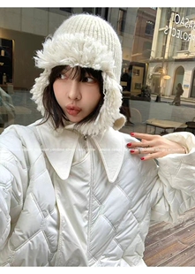 MONA张绮贤同款可爱时髦保暖帽子女2023年新款秋冬季百搭护耳帽