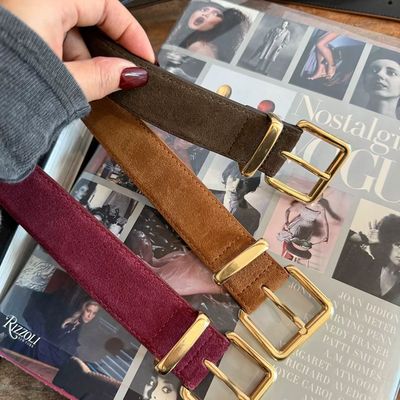 WXLSTUDIO同款二层牛皮真皮腰带秋冬新款高级感哑光针扣牛仔裤带