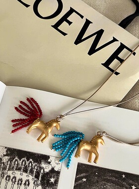 网红欧阳小马流苏长款项链女轻奢小众设计高级感百搭可调节毛衣链